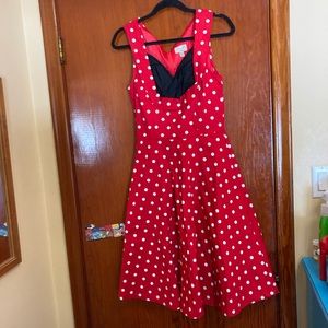 Red and white polka dot Lindy Bop dress